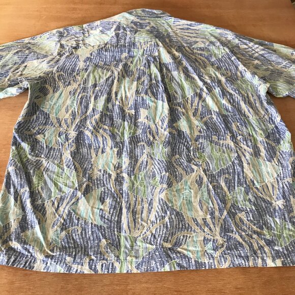 Cooke Street Hawaiian Shirt Men 2XL Blue Fish Print Button Up Pocket Collared - Picture 2 of 12